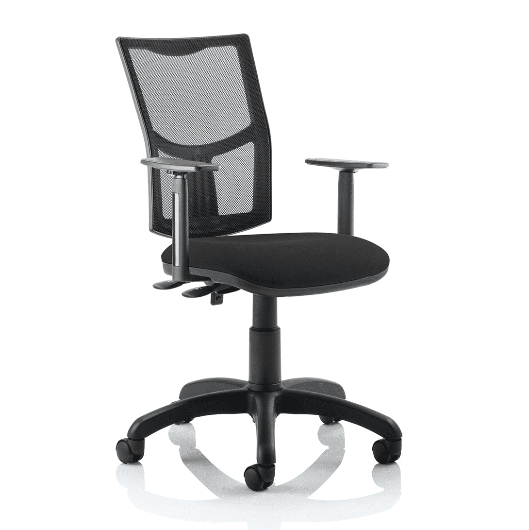 Eclipse Plus II Medium Mesh Back Task Operator Office Chair - Adjustable Height, Fabric & Bonded Leather Seat, 125kg Capacity, 8hr Usage, 3yr Warranty