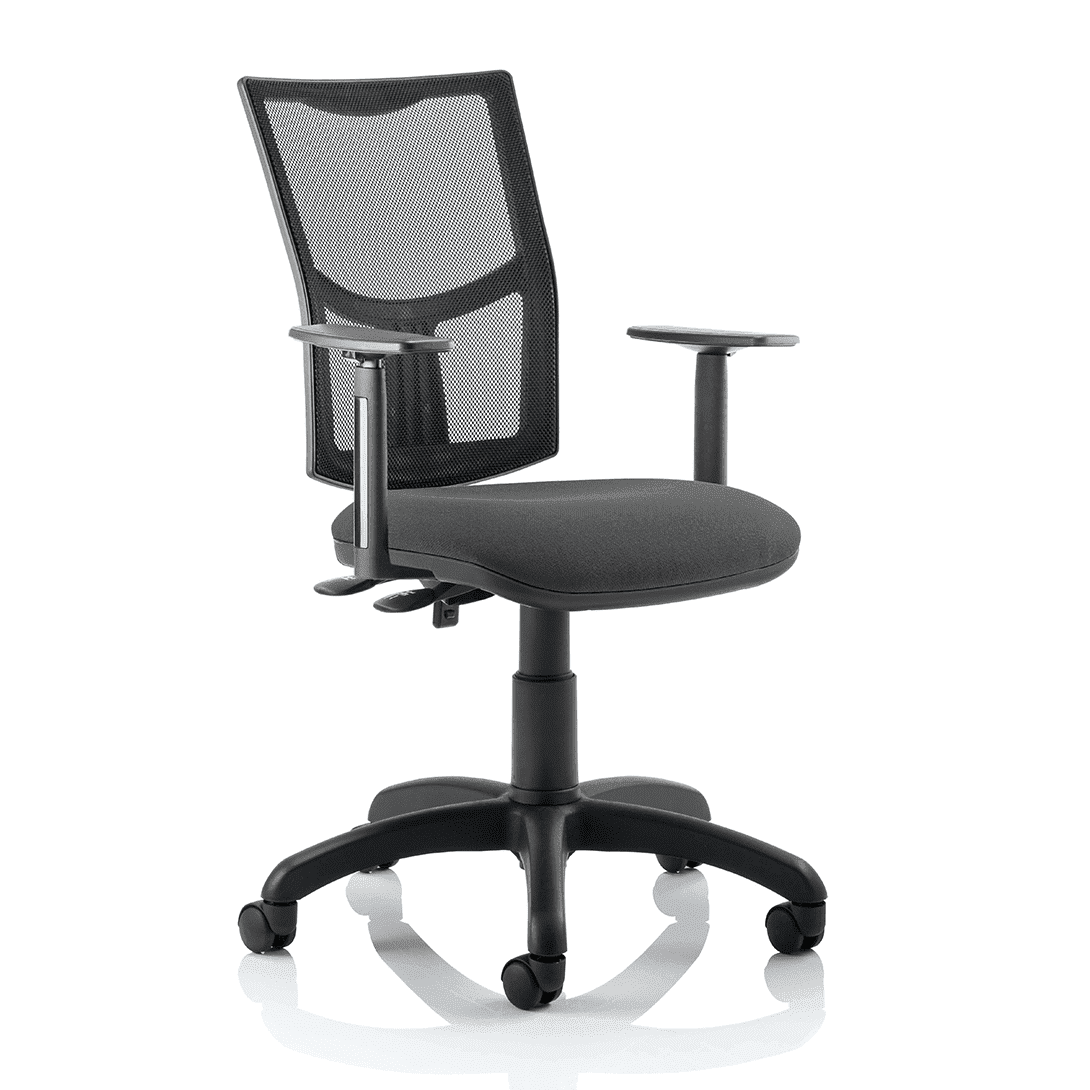 Eclipse Plus II Medium Mesh Back Task Operator Office Chair - Adjustable Height, Fabric & Bonded Leather Seat, 125kg Capacity, 8hr Usage, 3yr Warranty