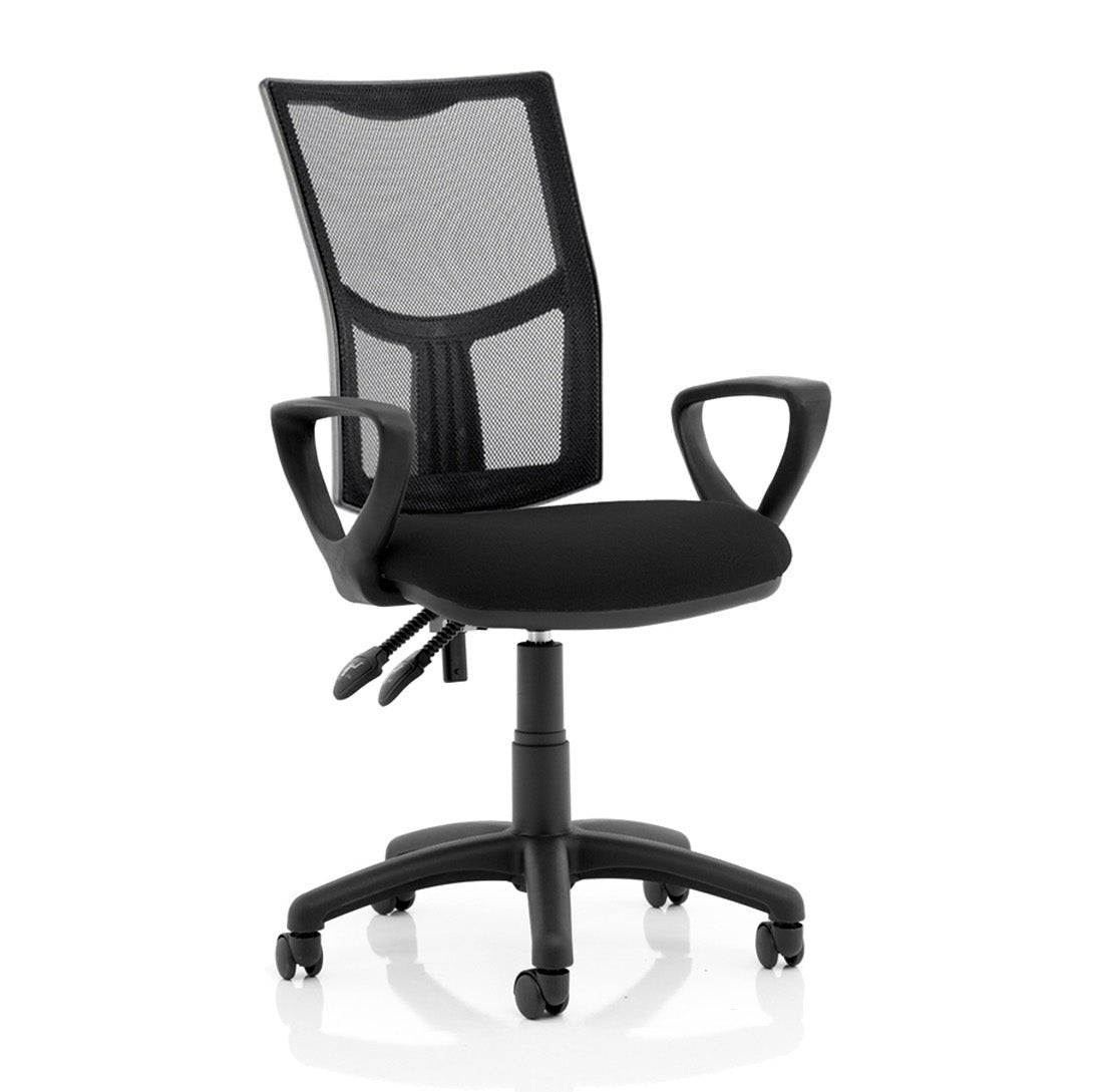 Eclipse Plus II Medium Mesh Back Task Operator Office Chair - Adjustable Height, Fabric & Bonded Leather Seat, 125kg Capacity, 8hr Usage, 3yr Warranty