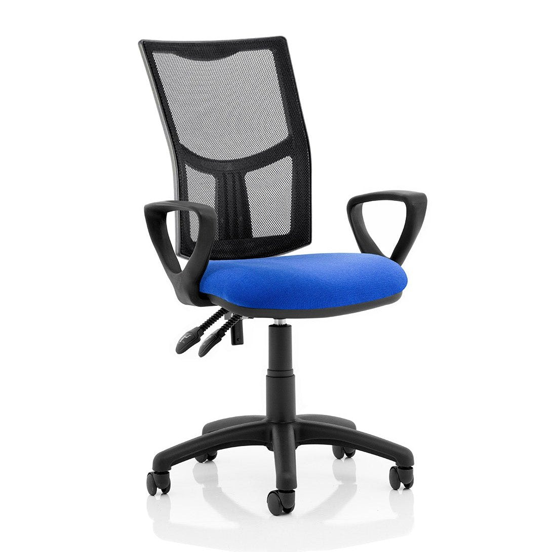 Eclipse Plus II Medium Mesh Back Task Operator Office Chair - Adjustable Height, Fabric & Bonded Leather Seat, 125kg Capacity, 8hr Usage, 3yr Warranty