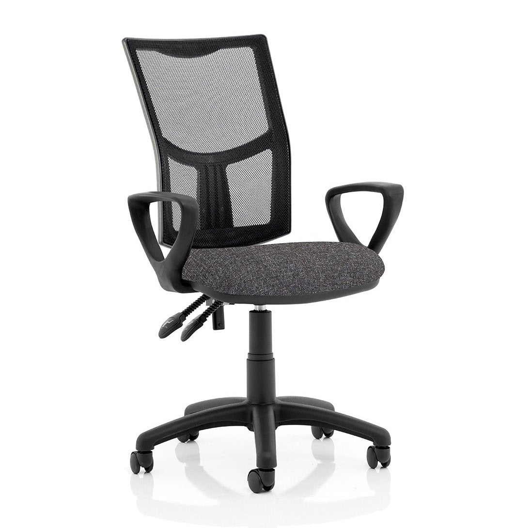 Eclipse Plus II Medium Mesh Back Task Operator Office Chair - Adjustable Height, Fabric & Bonded Leather Seat, 125kg Capacity, 8hr Usage, 3yr Warranty