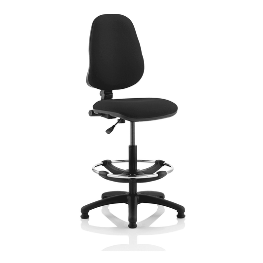 Eclipse Plus I Medium Back Task Office Chair - Hi Rise Draughtsman Kit, Fabric Seat & Back, Metal Frame, 125kg Capacity, 8hr Usage - Flat Packed