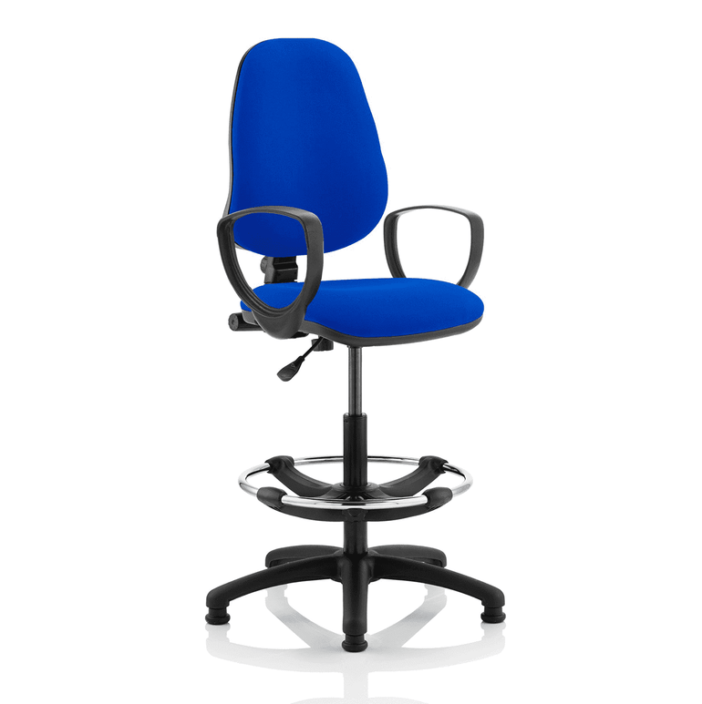 Eclipse Plus I Medium Back Task Office Chair - Hi Rise Draughtsman Kit, Fabric Seat & Back, Metal Frame, 125kg Capacity, 8hr Usage - Flat Packed