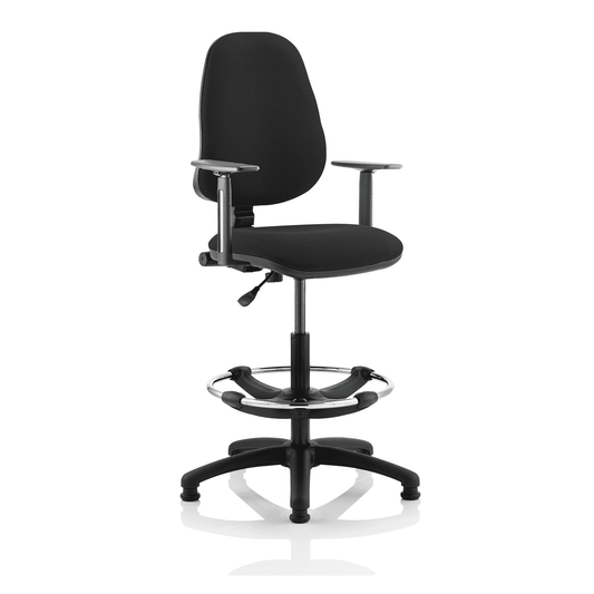 Eclipse Plus I Medium Back Task Office Chair - Hi Rise Draughtsman Kit, Fabric Seat & Back, Metal Frame, 125kg Capacity, 8hr Usage - Flat Packed