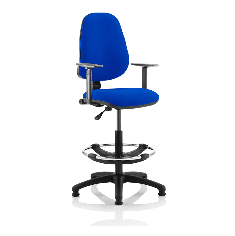 Eclipse Plus I Medium Back Task Office Chair - Hi Rise Draughtsman Kit, Fabric Seat & Back, Metal Frame, 125kg Capacity, 8hr Usage - Flat Packed