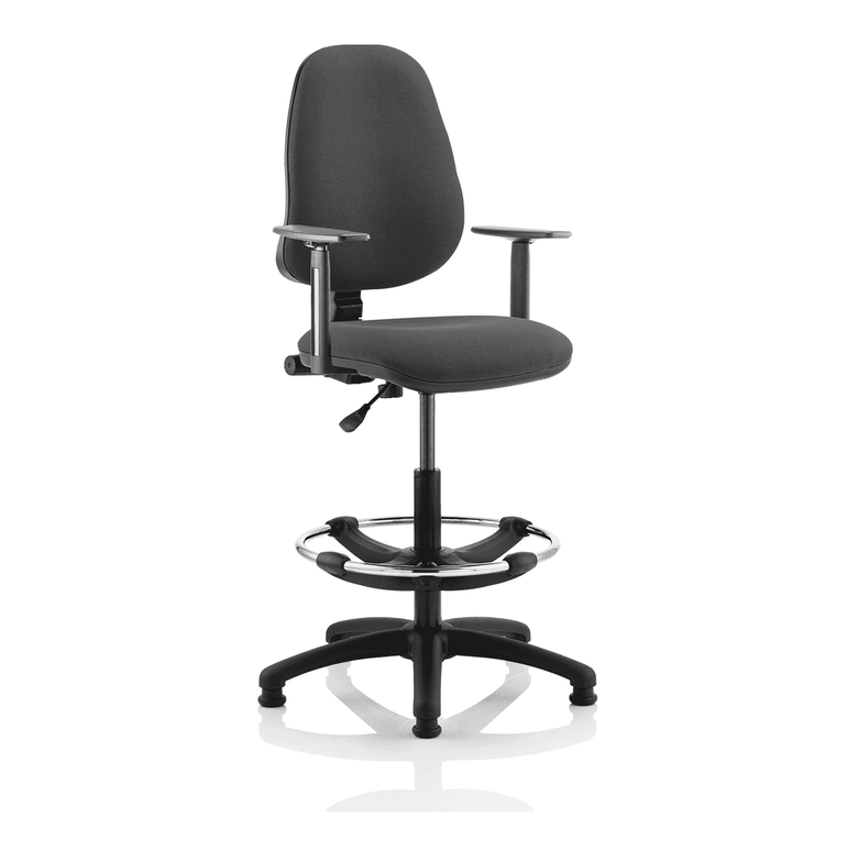 Eclipse Plus I Medium Back Task Office Chair - Hi Rise Draughtsman Kit, Fabric Seat & Back, Metal Frame, 125kg Capacity, 8hr Usage - Flat Packed