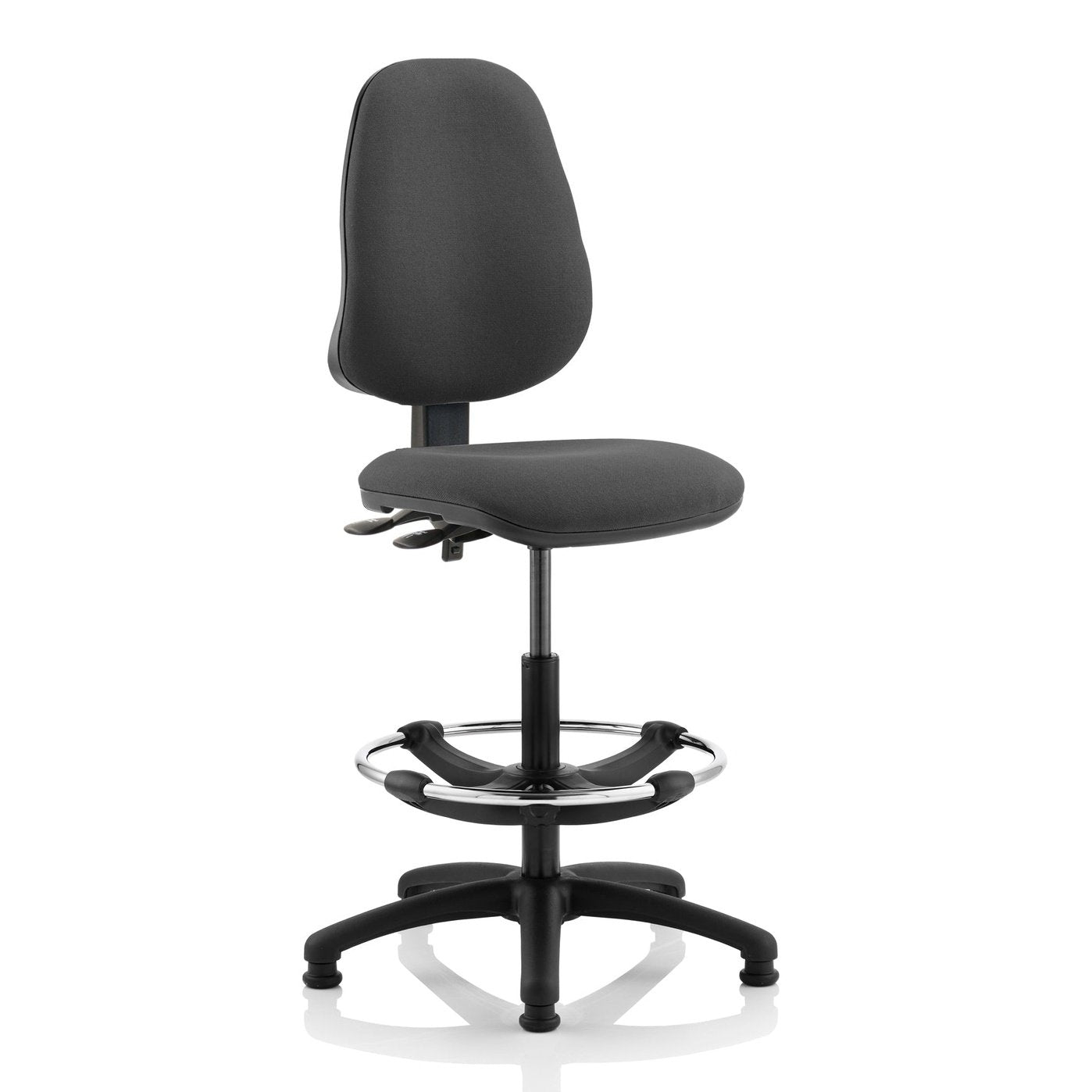 Eclipse Plus II Task Operator Office Chair - Hi-Rise Draughtsman Kit, Fabric Seat & Back, Metal Frame, 125kg Capacity, 8hr Use, Adjustable Arms