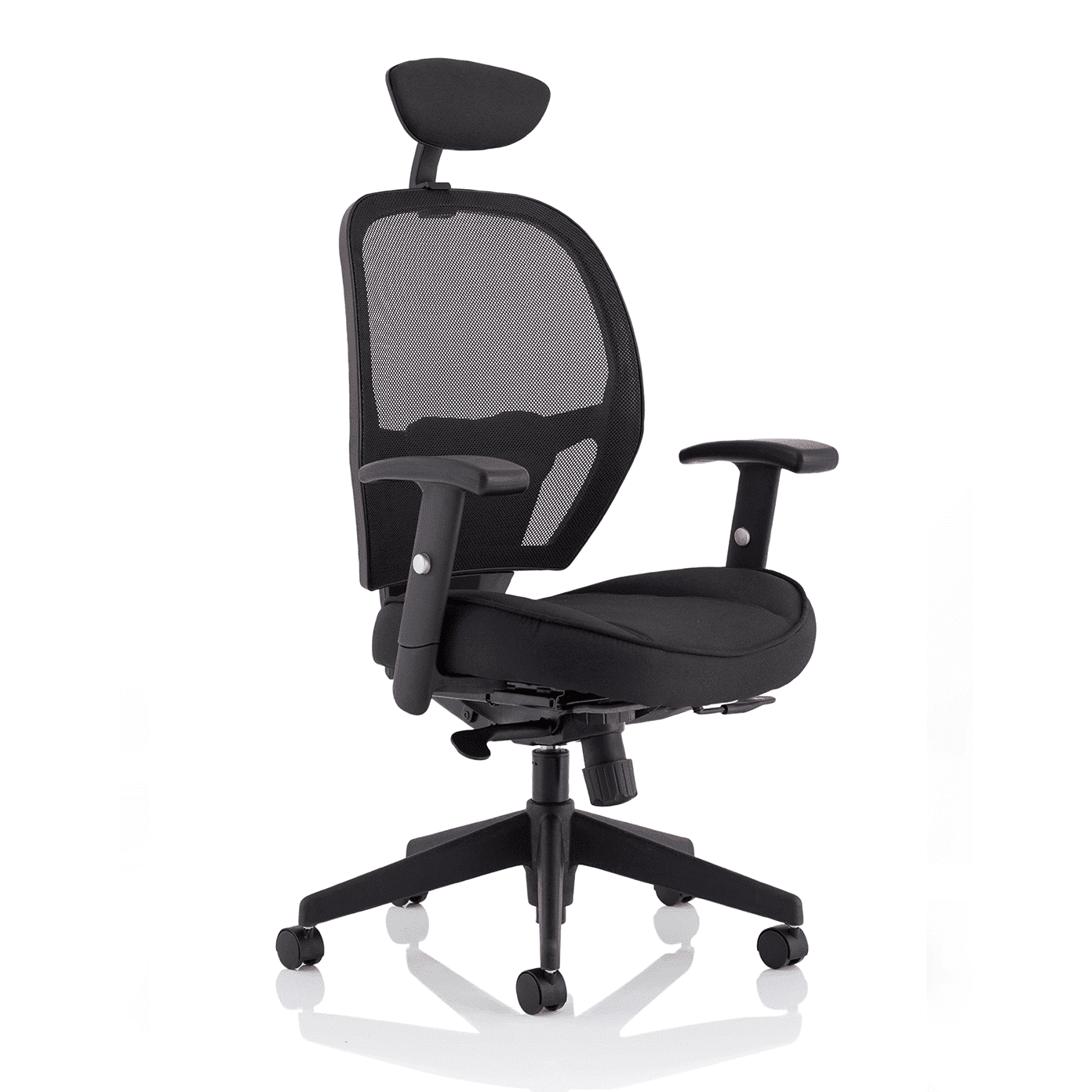 Denver High Mesh Back Task Operator Office Chair - Black, Adjustable Arms, Lumbar Support, 120kg Capacity, 8hr Usage, 3yr Warranty