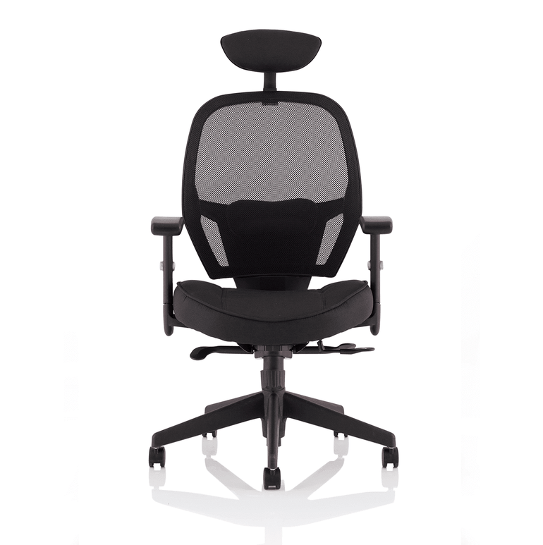 Denver High Mesh Back Task Operator Office Chair - Black, Adjustable Arms, Lumbar Support, 120kg Capacity, 8hr Usage, 3yr Warranty