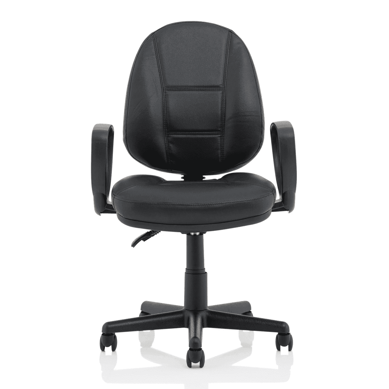 Jackson Medium Back Black Leather Task Operator Office Chair - Soft Bonded Leather, Adjustable Arms, 120kg Capacity, 8hr Usage, 2Yr Mechanism Guarantee