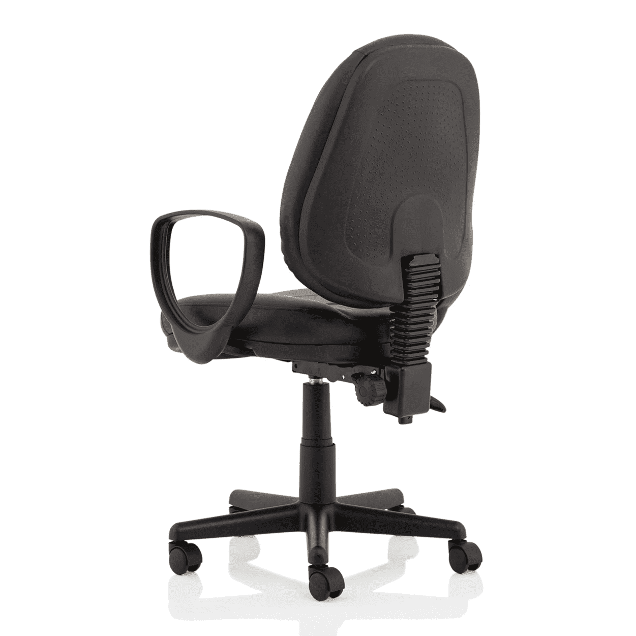 Jackson Medium Back Black Leather Task Operator Office Chair - Soft Bonded Leather, Adjustable Arms, 120kg Capacity, 8hr Usage, 2Yr Mechanism Guarantee
