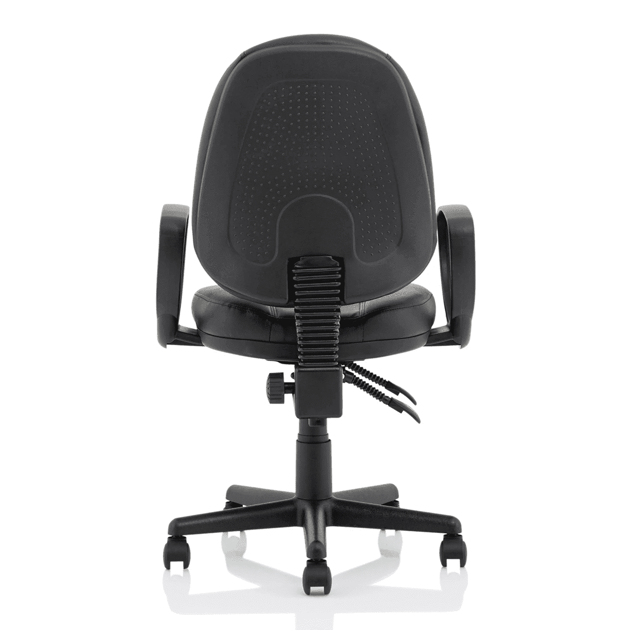 Jackson Medium Back Black Leather Task Operator Office Chair - Soft Bonded Leather, Adjustable Arms, 120kg Capacity, 8hr Usage, 2Yr Mechanism Guarantee