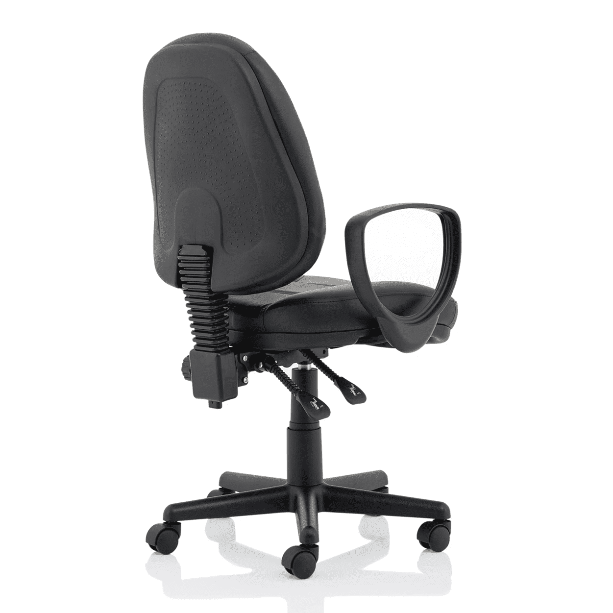 Jackson Medium Back Black Leather Task Operator Office Chair - Soft Bonded Leather, Adjustable Arms, 120kg Capacity, 8hr Usage, 2Yr Mechanism Guarantee