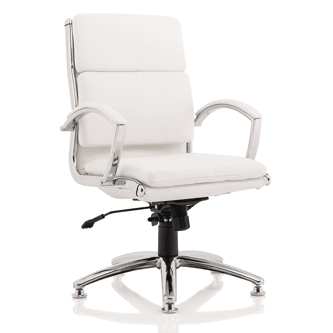 Classic Executive High Back Office Chair with Arms - Soft Bonded Leather, Chrome Frame, 125kg Capacity, 8hr Usage, 2yr Mechanism & 1yr Fabric Guarantee