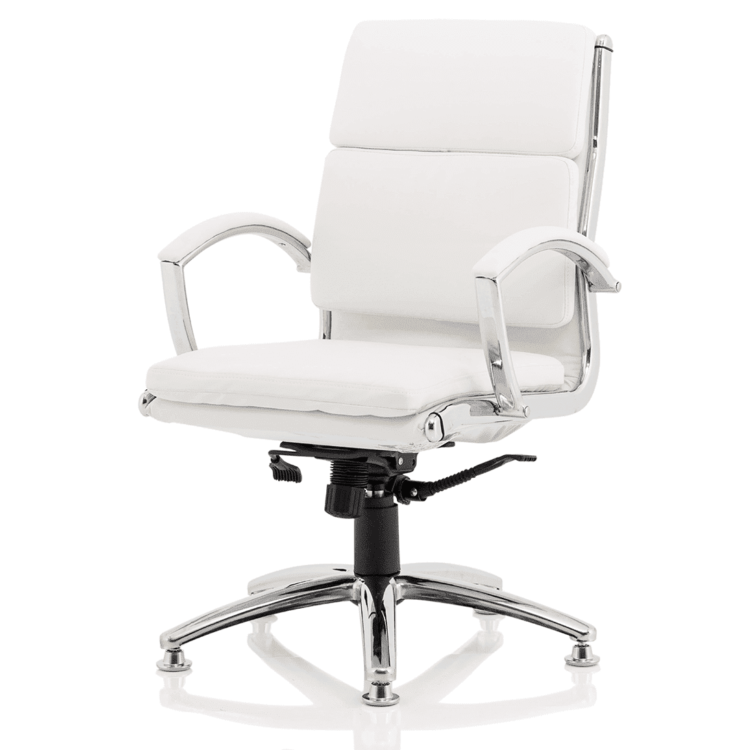 Classic Executive High Back Office Chair with Arms - Soft Bonded Leather, Chrome Frame, 125kg Capacity, 8hr Usage, 2yr Mechanism & 1yr Fabric Guarantee