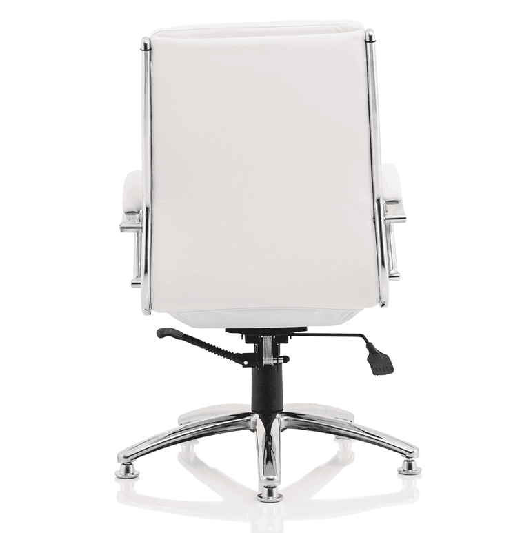 Classic Executive High Back Office Chair with Arms - Soft Bonded Leather, Chrome Frame, 125kg Capacity, 8hr Usage, 2yr Mechanism & 1yr Fabric Guarantee