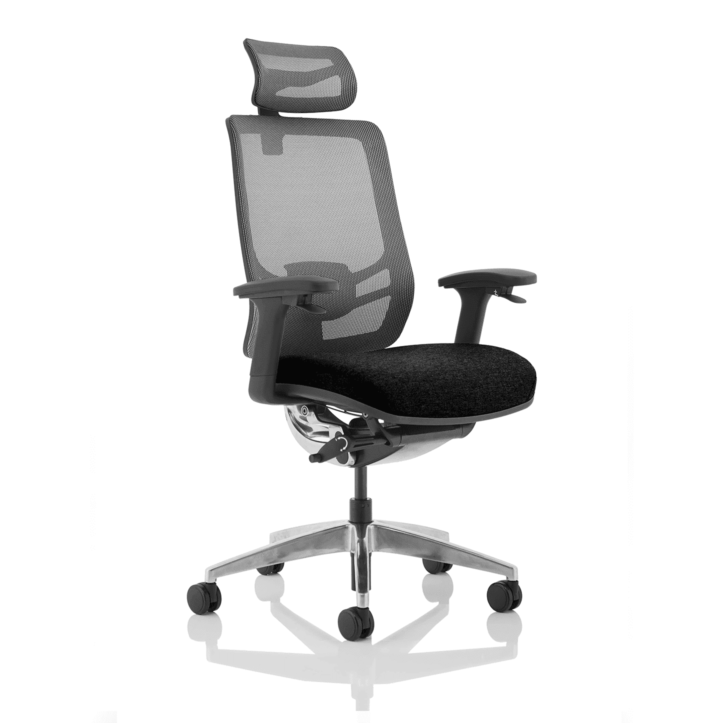 Ergo Click High Back Ergonomic Office Chair - Mesh Seat & Back, Adjustable Arms, Lumbar Support, 135kg Capacity, 24hr Use - Chrome Frame