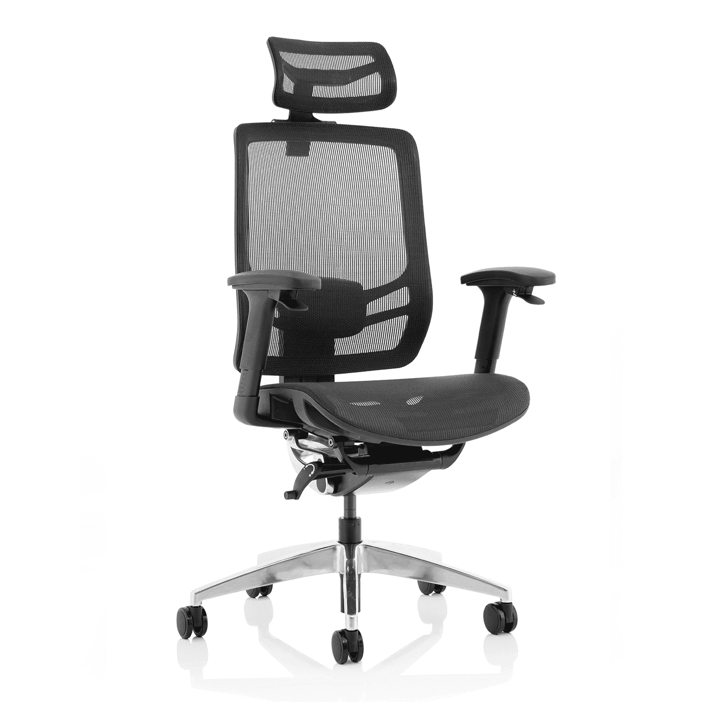 Ergo Click High Back Ergonomic Office Chair - Mesh Seat & Back, Adjustable Arms, Lumbar Support, 135kg Capacity, 24hr Use - Chrome Frame