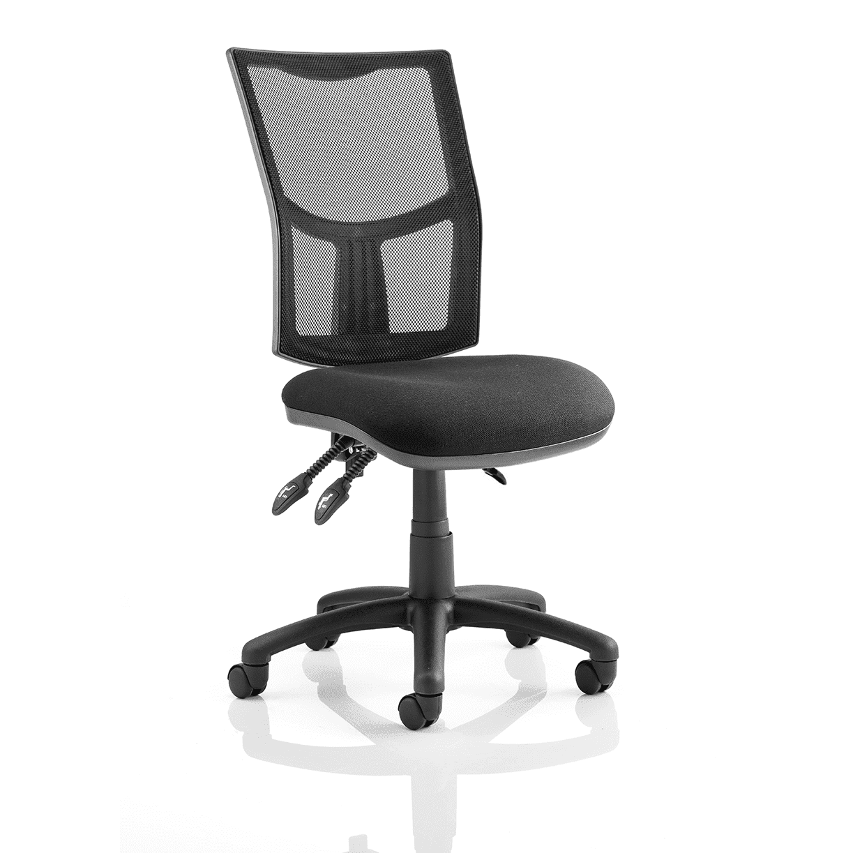 Eclipse Plus III Medium Mesh Back Task Operator Office Chair - Fabric & Bonded Leather Seat, Nylon Frame, Flat Packed, 125kg Capacity, 8hr Usage, Adjustable Arms