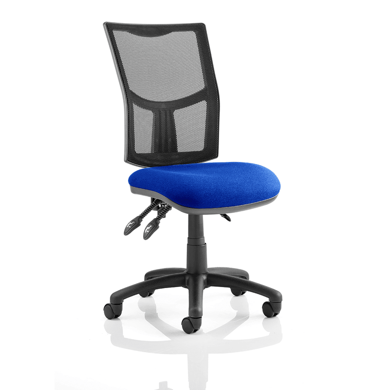 Eclipse Plus III Medium Mesh Back Task Operator Office Chair - Fabric & Bonded Leather Seat, Nylon Frame, Flat Packed, 125kg Capacity, 8hr Usage, Adjustable Arms