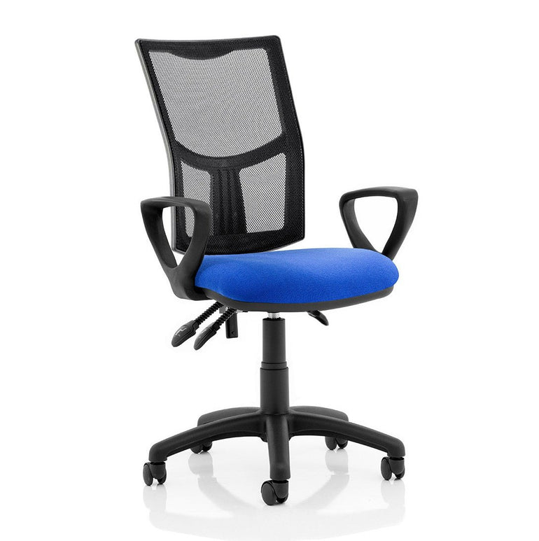 Eclipse Plus III Medium Mesh Back Task Operator Office Chair - Fabric & Bonded Leather Seat, Nylon Frame, Flat Packed, 125kg Capacity, 8hr Usage, Adjustable Arms