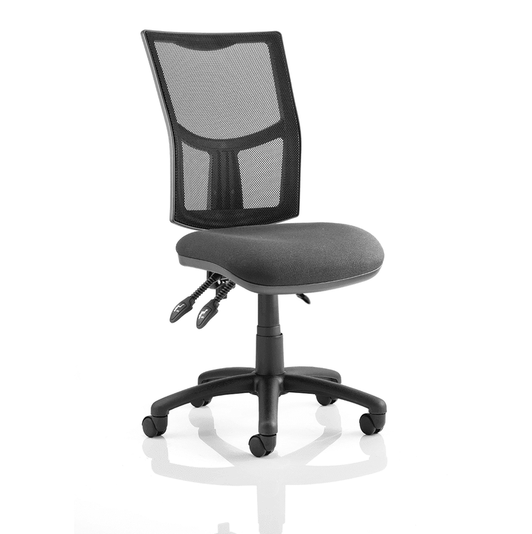 Eclipse Plus III Medium Mesh Back Task Operator Office Chair - Fabric & Bonded Leather Seat, Nylon Frame, Flat Packed, 125kg Capacity, 8hr Usage, Adjustable Arms