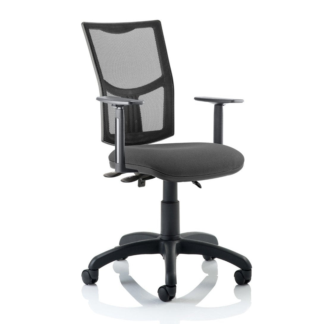 Eclipse Plus III Medium Mesh Back Task Operator Office Chair - Fabric & Bonded Leather Seat, Nylon Frame, Flat Packed, 125kg Capacity, 8hr Usage, Adjustable Arms