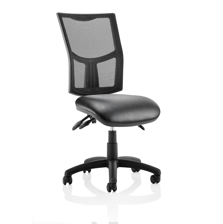 Eclipse Plus III Medium Mesh Back Task Operator Office Chair - Fabric & Bonded Leather Seat, Nylon Frame, Flat Packed, 125kg Capacity, 8hr Usage, Adjustable Arms