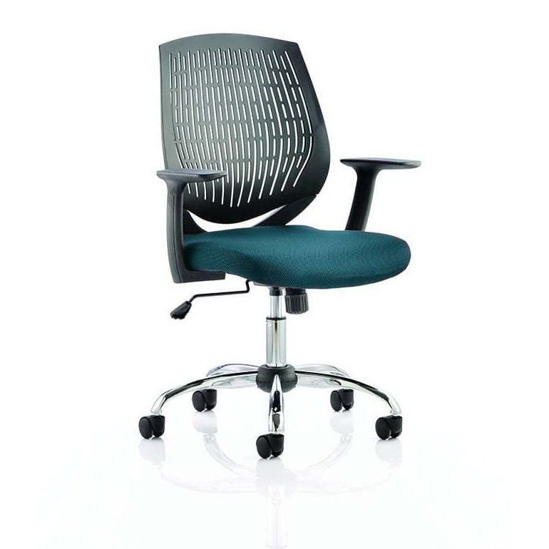 Dura Medium Back Mesh Task Operator Office Chair with Arms - Chrome Metal Frame, Airmesh Fabric Seat, 110kg Capacity, 8hr Usage, Adjustable Height