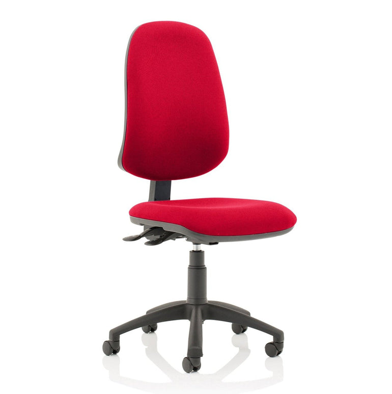 Eclipse Plus XL High Back Task Operator Office Chair - Fabric Seat & Back, Nylon Frame, 125kg Capacity, 8hr Usage, Adjustable Arms, 3yr Mechanism Warranty