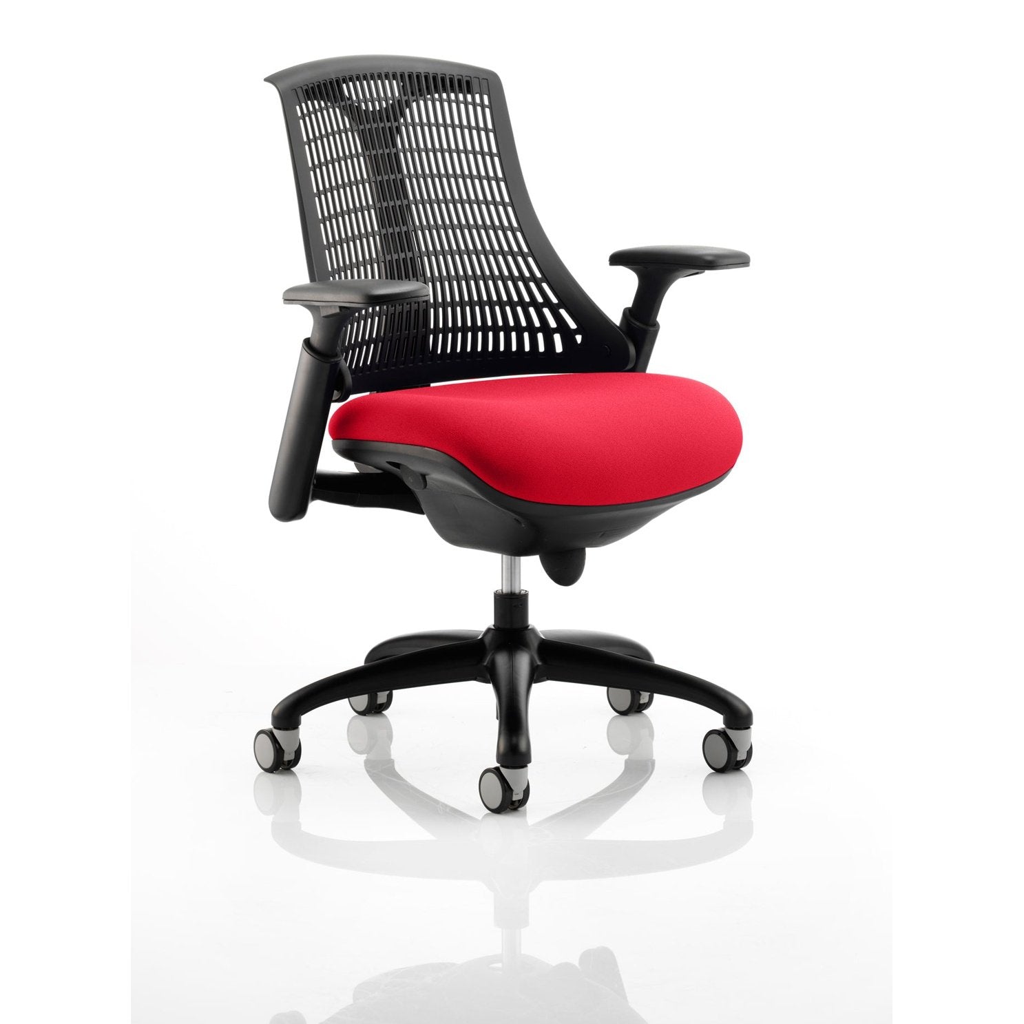 Flex Medium Back Task Operator Office Chair - Black Frame, Mesh & Fabric, Adjustable Arms, 110kg Capacity, 8hr Use, Flat Packed - 2Yr Mechanism Warranty