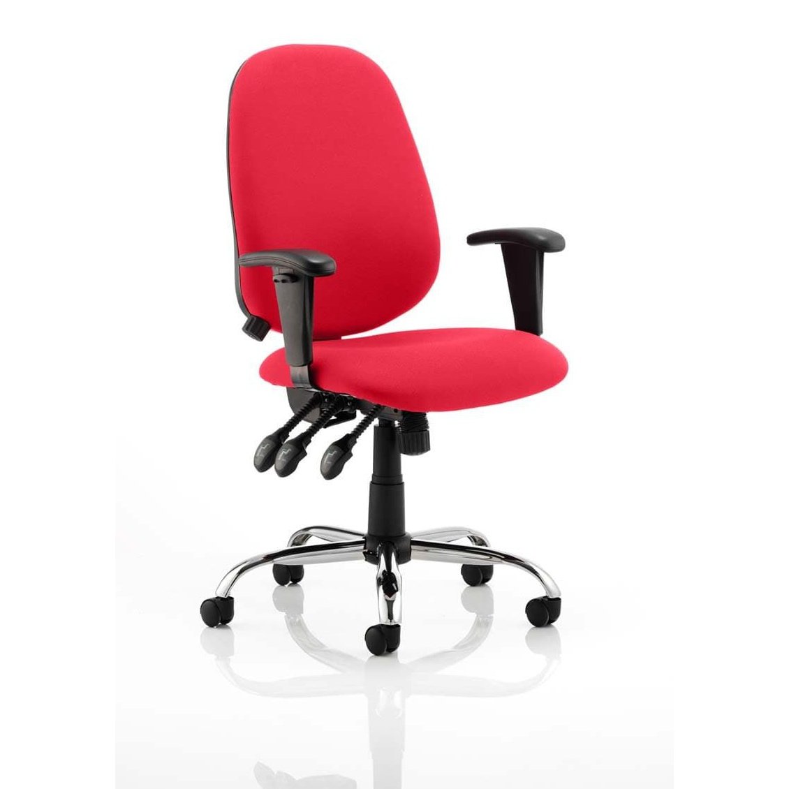 Lisbon Medium Back Task Office Chair - Height Adjustable Arms, Fabric Seat, Chrome Frame, 125kg Capacity, 8hr Usage, 2yr Warranty