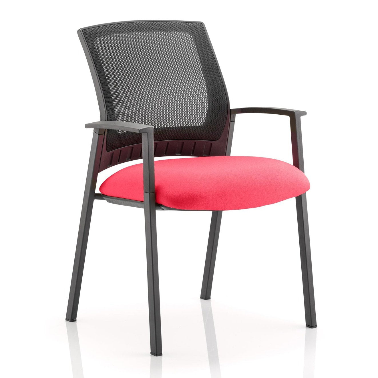 Metro Medium Mesh Back Stacking Visitor Chair with Arms - Pre-Assembled, 115kg Capacity, 8hr Usage, 2yr Guarantee