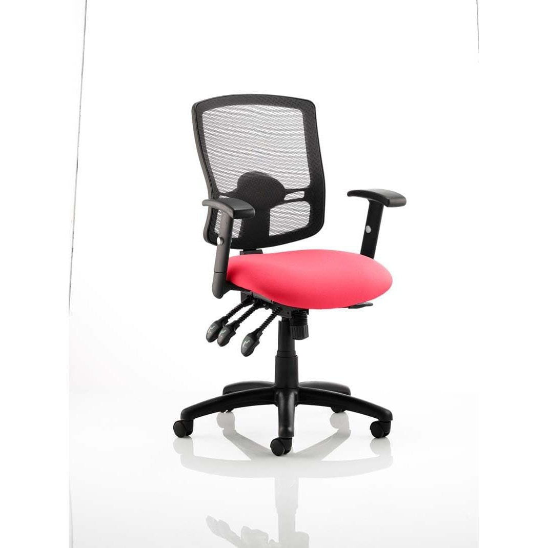 Portland III High Mesh Back Task Operator Office Chair - Adjustable Arms, Lumbar Support, 125kg Capacity, 8hr Usage, 2yr Guarantee