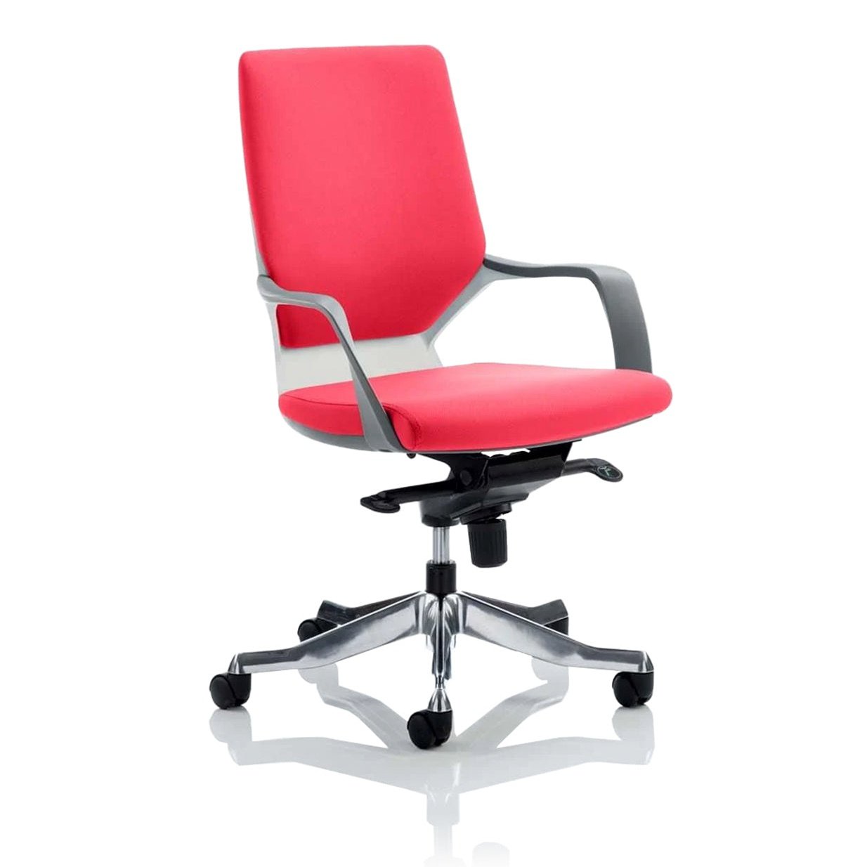 Xenon Medium Back Executive Office Chair - Fabric Seat, Aluminium Frame, Fixed Arms, 125kg Capacity, 8hr Usage, 5yr Warranty - Flat Packed
