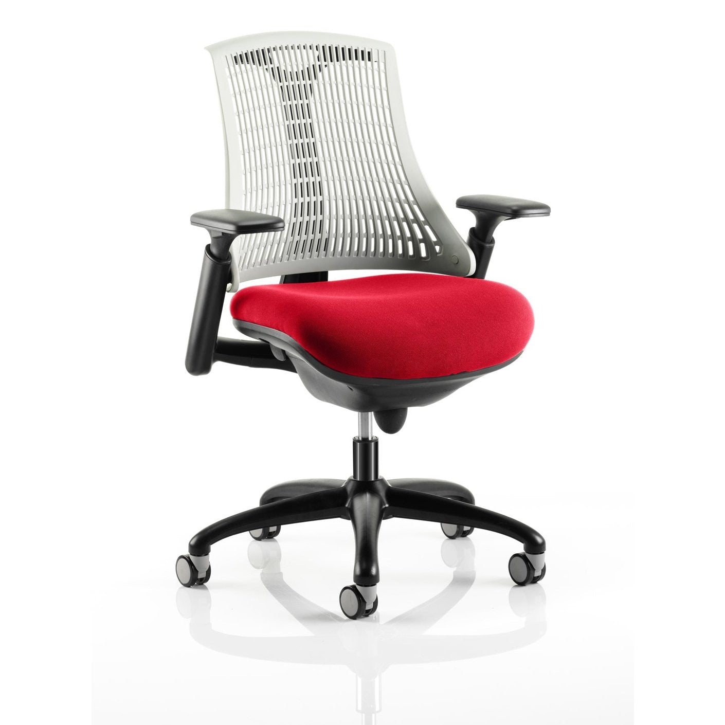 Flex Medium Back Task Operator Office Chair - Black Frame, Mesh & Fabric, Adjustable Arms, 110kg Capacity, 8hr Use, Flat Packed - 2Yr Mechanism Warranty