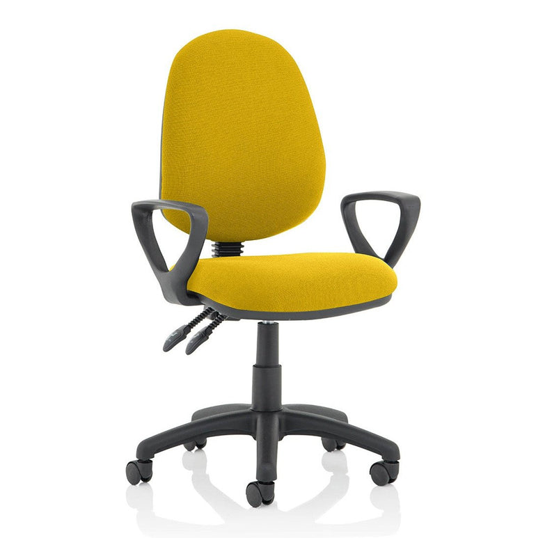 Eclipse Plus II Medium Back Task Operator Chair - Fabric & Bonded Leather, Adjustable Height, 125kg Capacity, 8hr Usage, 3yr Mechanism Warranty