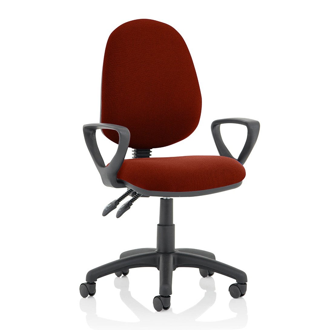 Eclipse Plus II Medium Back Task Operator Chair - Fabric & Bonded Leather, Adjustable Height, 125kg Capacity, 8hr Usage, 3yr Mechanism Warranty