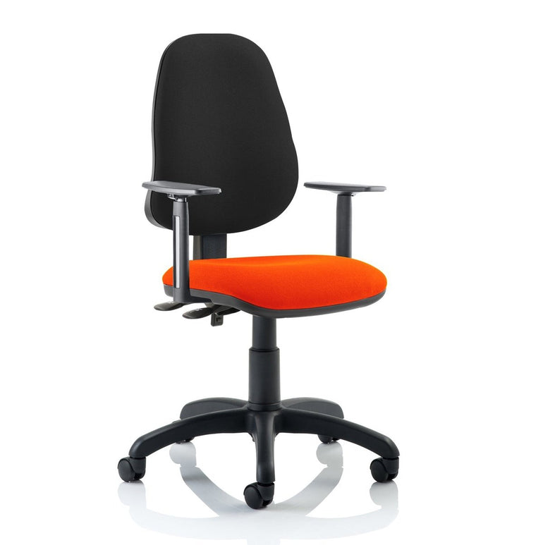 Eclipse Plus II Medium Back Task Operator Chair - Fabric & Bonded Leather, Adjustable Height, 125kg Capacity, 8hr Usage, 3yr Mechanism Warranty