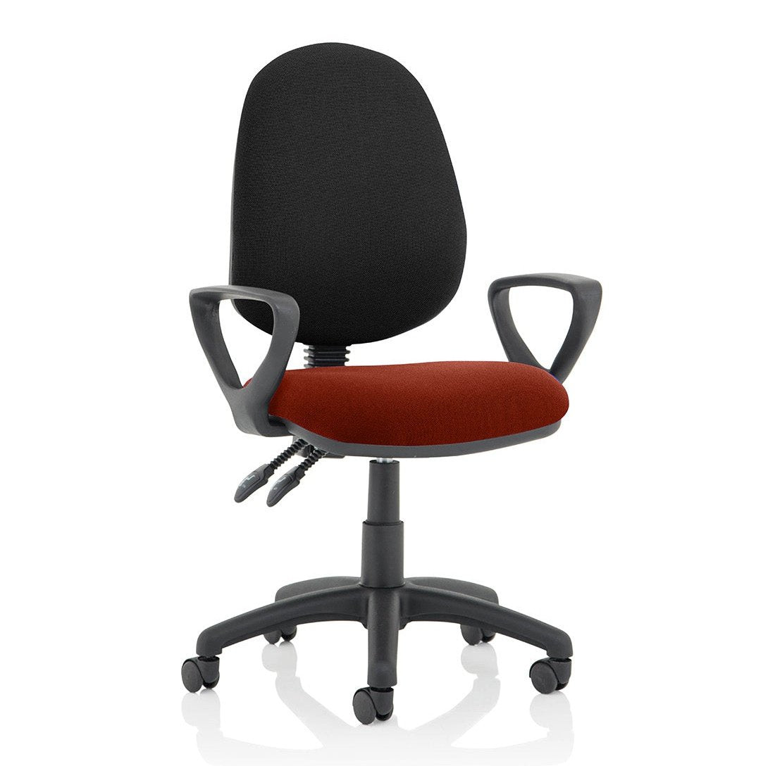 Eclipse Plus II Medium Back Task Operator Chair - Fabric & Bonded Leather, Adjustable Height, 125kg Capacity, 8hr Usage, 3yr Mechanism Warranty