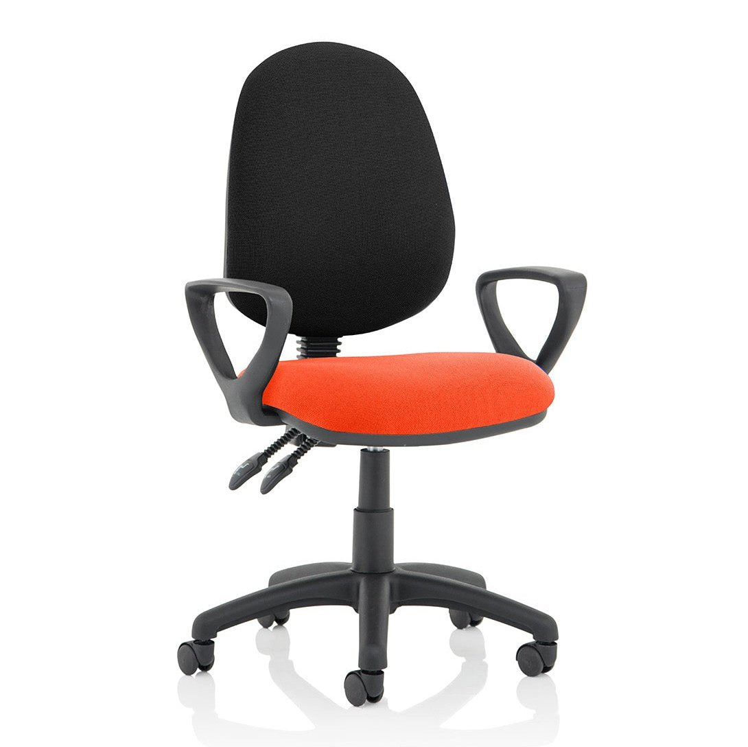 Eclipse Plus II Medium Back Task Operator Chair - Fabric & Bonded Leather, Adjustable Height, 125kg Capacity, 8hr Usage, 3yr Mechanism Warranty