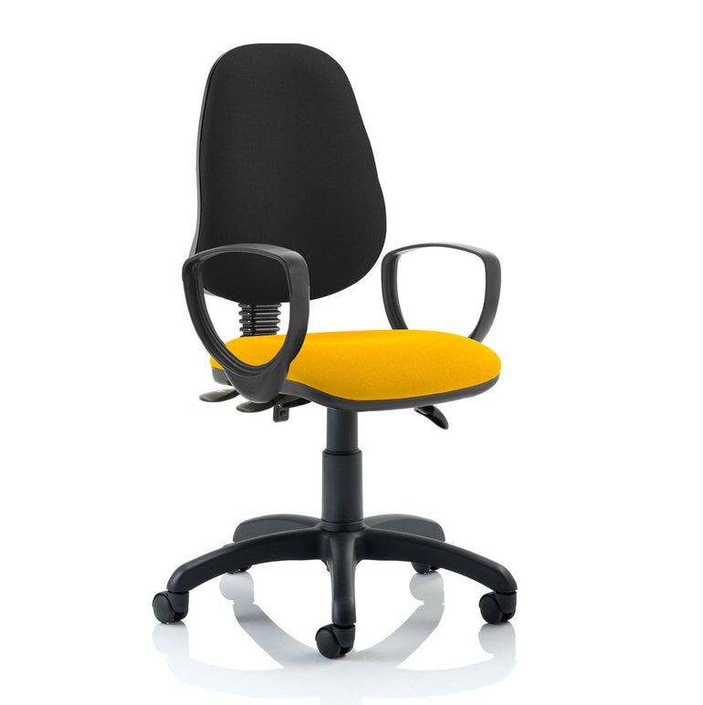 Eclipse Plus III Medium Back Task Operator Office Chair - Fabric & Bonded Leather, Adjustable Arms, 125kg Capacity, 8hr Usage, 3yr Warranty