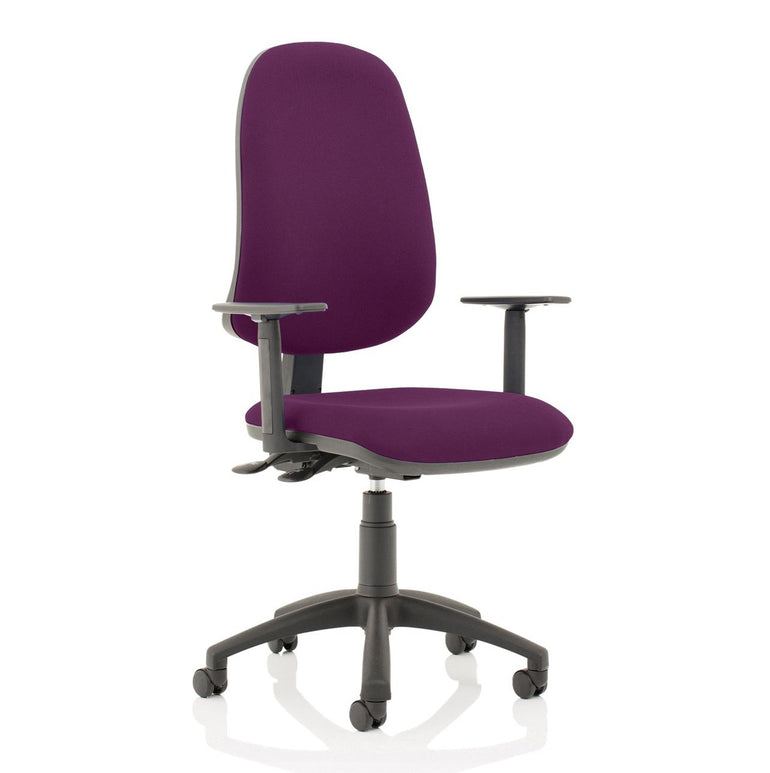 Eclipse Plus XL High Back Task Operator Office Chair - Fabric Seat & Back, Nylon Frame, 125kg Capacity, 8hr Usage, Adjustable Arms, 3yr Mechanism Warranty