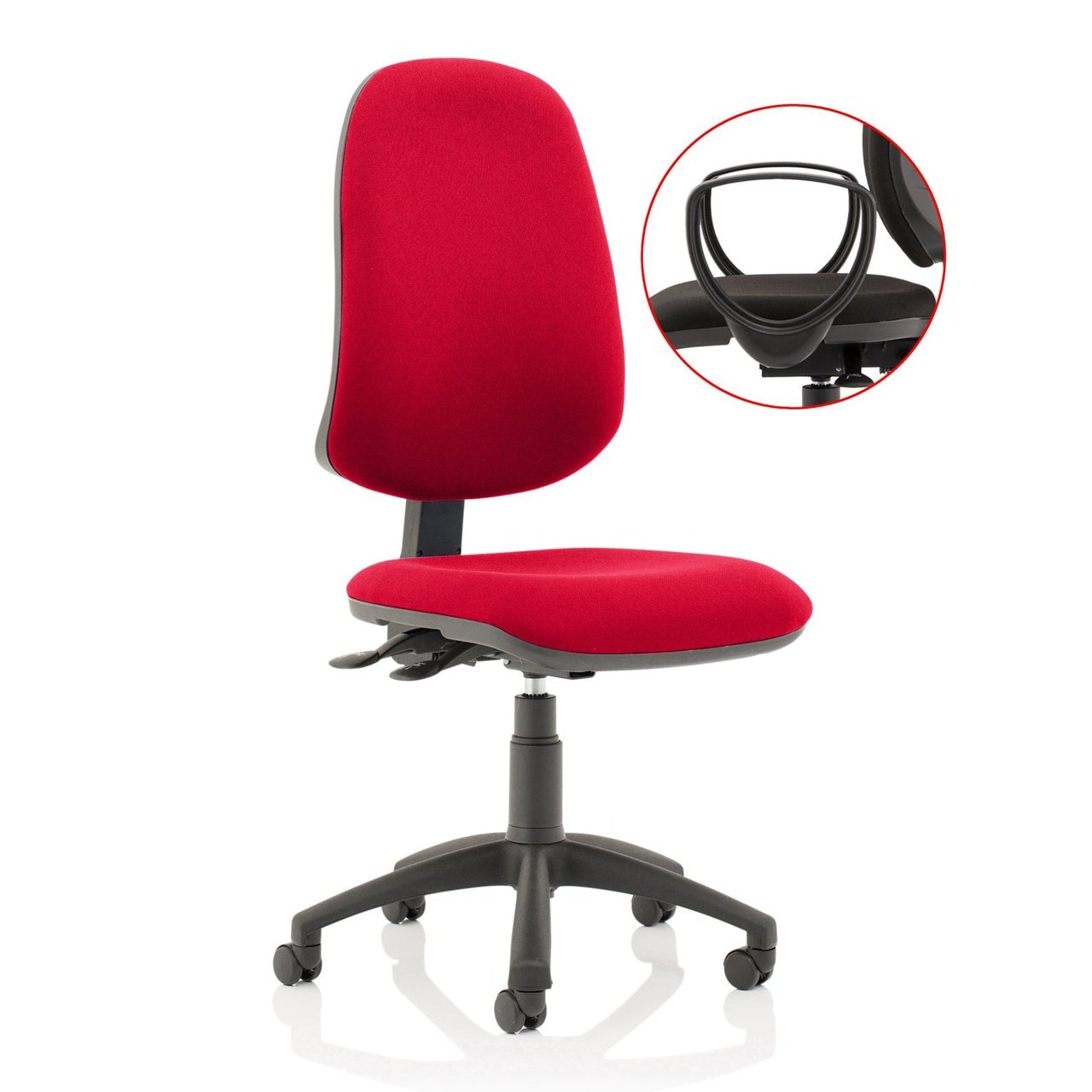 Eclipse Plus XL High Back Task Operator Office Chair - Fabric Seat & Back, Nylon Frame, 125kg Capacity, 8hr Usage, Adjustable Arms, 3yr Mechanism Warranty