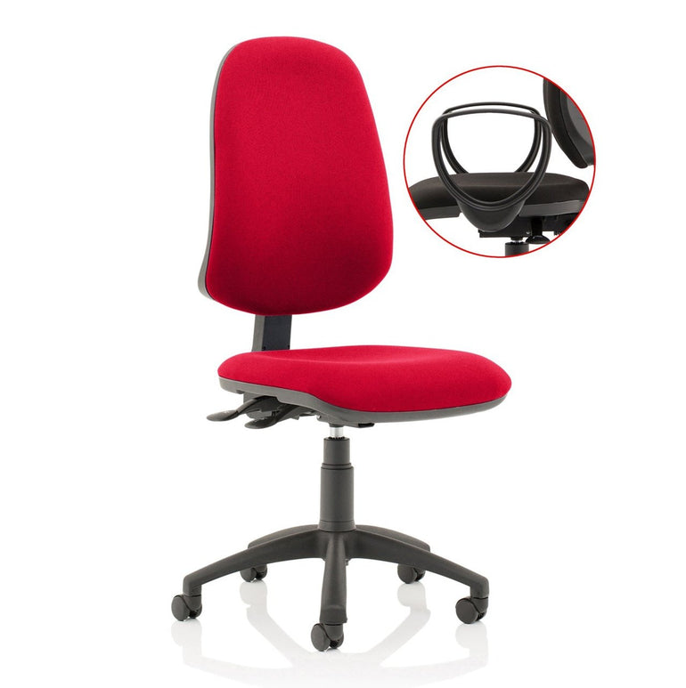 Eclipse Plus XL High Back Task Operator Office Chair - Fabric Seat & Back, Nylon Frame, 125kg Capacity, 8hr Usage, Adjustable Arms, 3yr Mechanism Warranty