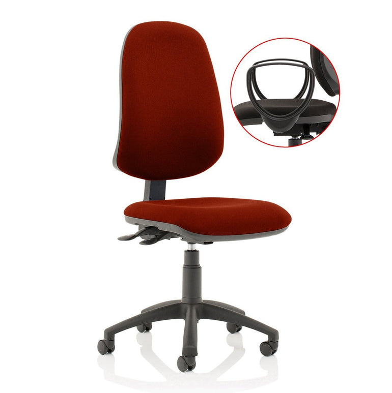 Eclipse Plus XL High Back Task Operator Office Chair - Fabric Seat & Back, Nylon Frame, 125kg Capacity, 8hr Usage, Adjustable Arms, 3yr Mechanism Warranty