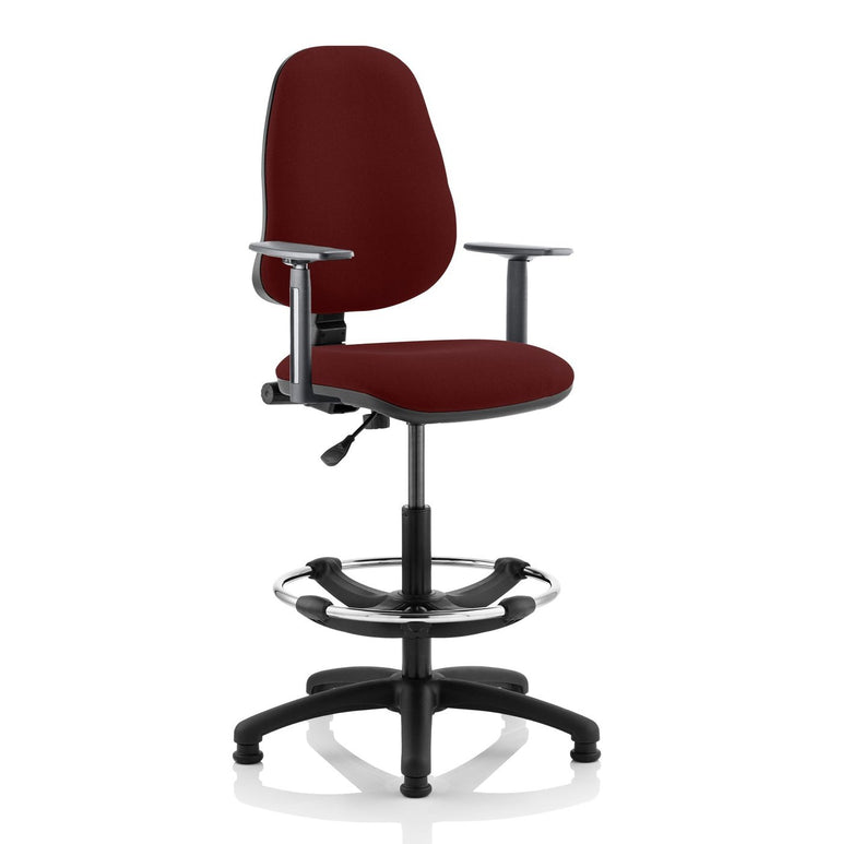 Eclipse Plus I Medium Back Task Office Chair - Hi Rise Draughtsman Kit, Fabric Seat & Back, Metal Frame, 125kg Capacity, 8hr Usage - Flat Packed