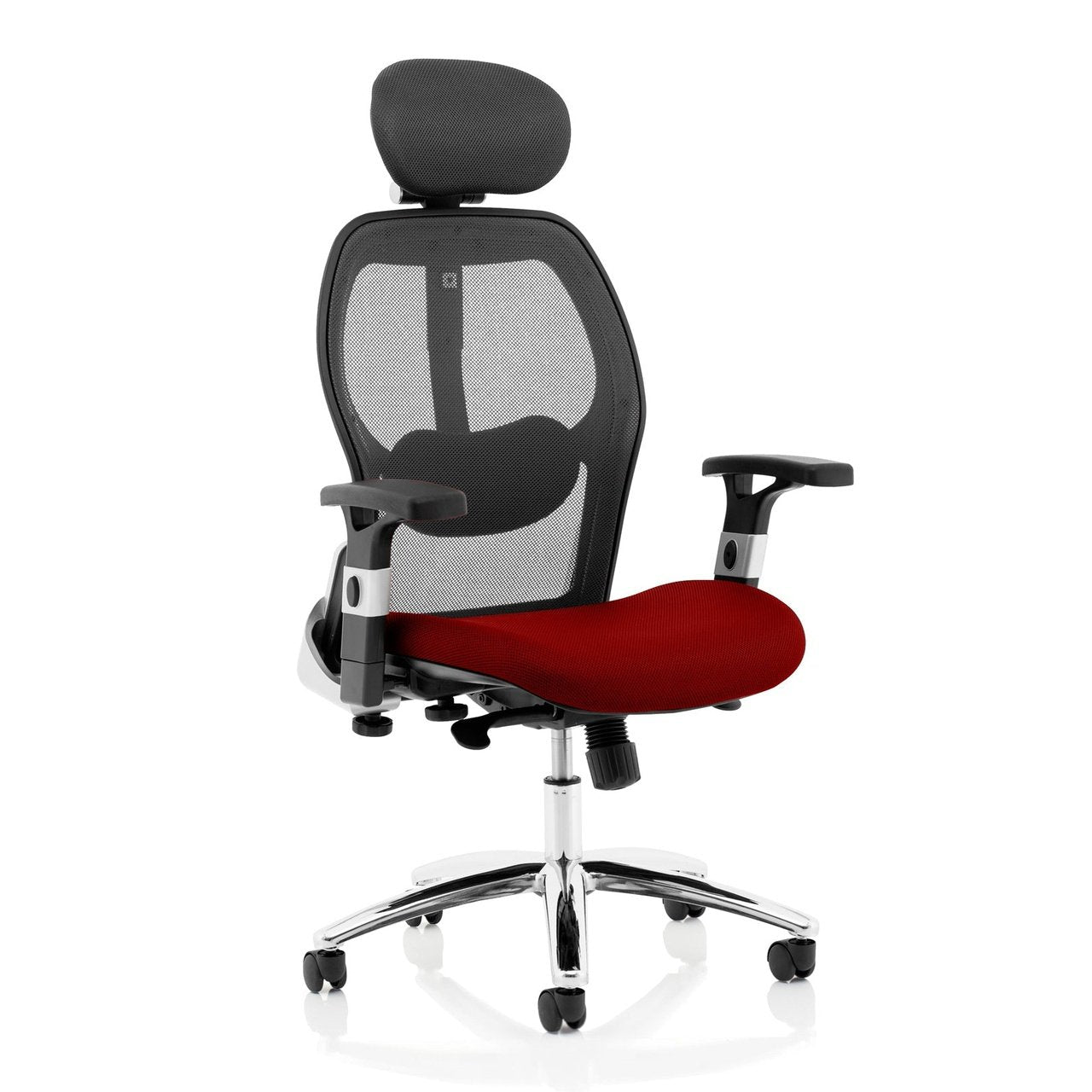 Sanderson II High Mesh Back Executive Office Chair - Airmesh Seat, Chrome Frame, Adjustable Arms & Lumbar Support, 125kg Capacity, 8hr Usage