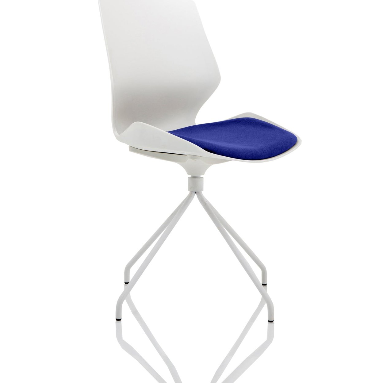 Florence White Spindle Frame Visitor Chair - Fabric Seat, Plastic Back, Metal Frame, 110kg Capacity, 8hr Usage, Flat Packed - 490x470x900mm