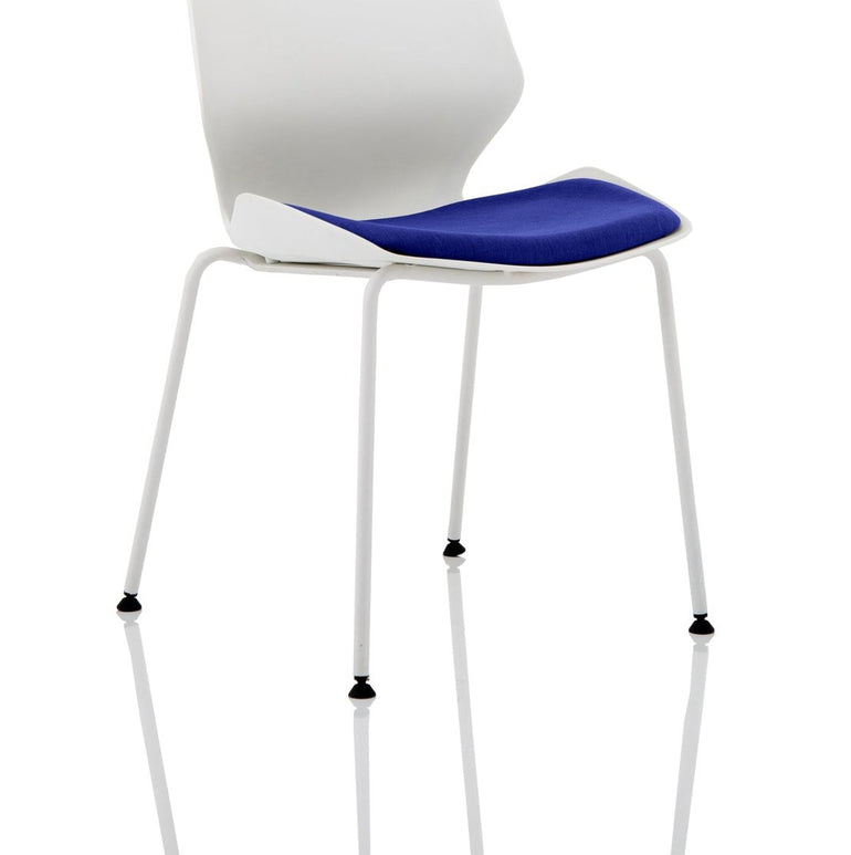 Florence White Frame Fabric Seat Visitor Chair - Stackable, 110kg Capacity, 8hr Usage, Flat Packed, 2yr Mechanic & 1yr Fabric Warranty